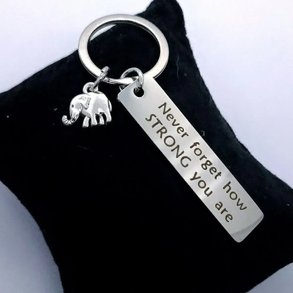 Never Forget How Strong Gift Bag Charm Stainless Steel Keychain Key Chain